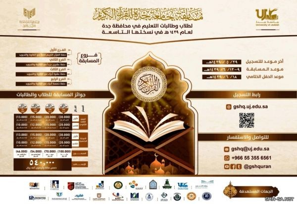 جامعة جدة تطلق أكبر تنافس طلابي في مسابقة القرآن الكريم بمشاركة 21 جامعة وكلية