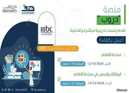 "دروب" بالتعاون مع "أكاديمية MBC" تعقد جلستين تدريبيتين الأسبوع الجاري حول صناعة الأفلام