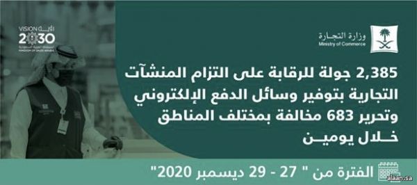 "التجارة" تنفذ ألفي جولة رقابية للتحقق من التزام المنشآت التجارية بتوفير وسائل الدفع الإلكتروني