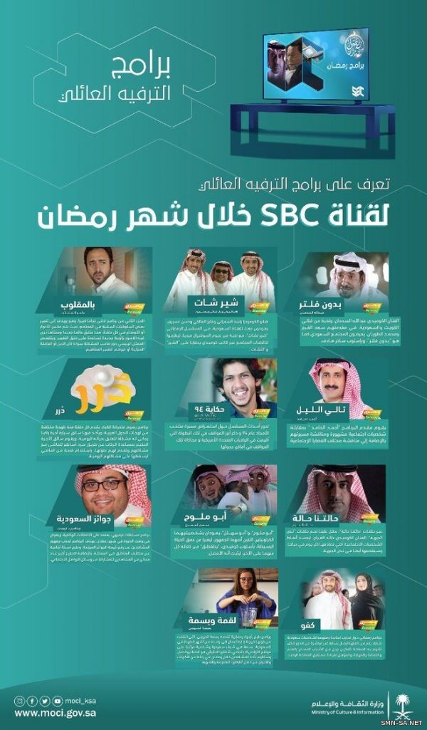 خريطة(قناة sbc) خلال شهر رمضان المبارك .. 16 برنامجًا و4 مسلسلات عربية حصرية